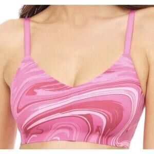 No Boundaries Bralette‎ V-Neck Padded Wirefree Pink Marble Juniors Sz L NWT